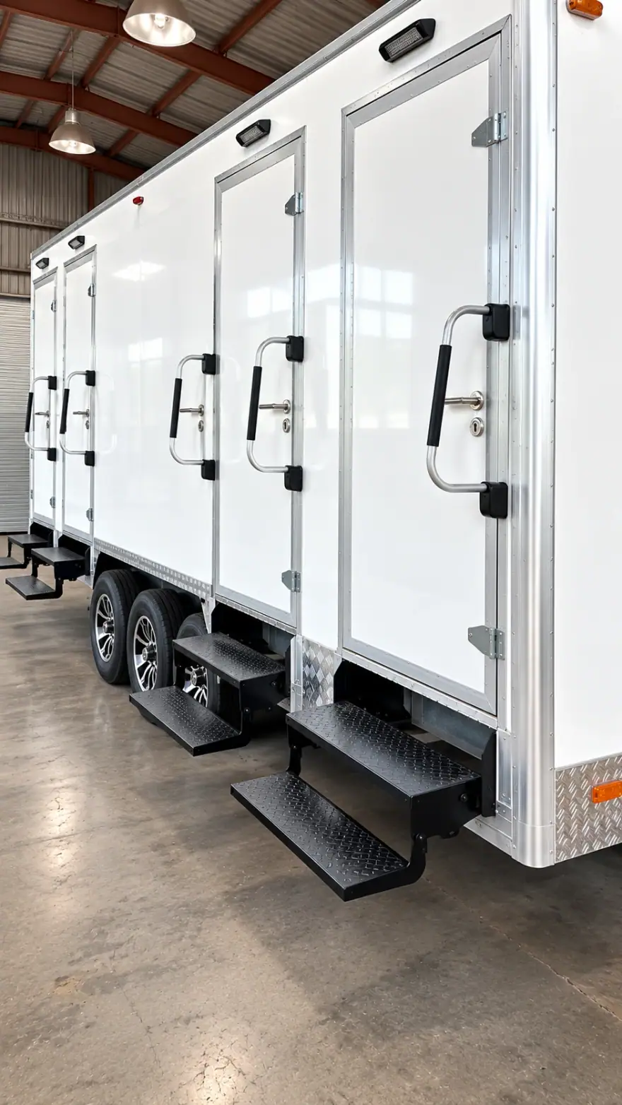 22ft Luxury Shower-Restroom Combination Trailer (6 Stalls) shower and restroom combination trailer: 22ft 6 stall shower restroom trailer exterior