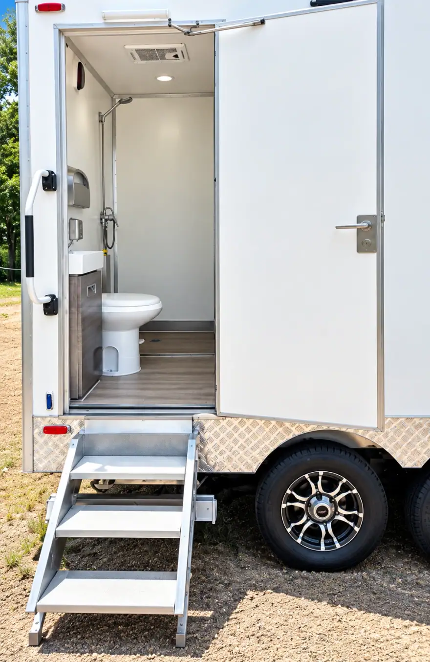 13ft Luxury Shower-Restroom Combination Trailer (3 Stalls) shower and restroom combination trailer: 30ft mobile luxury shower restroom trailer