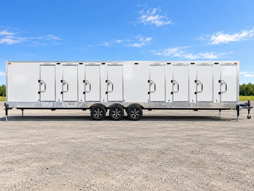 Luxury Shower-Restroom Combination Trailer (8 Stalls + 1 ADA) shower and restroom combination trailer: 8 stall shower restroom combination trailer exterior