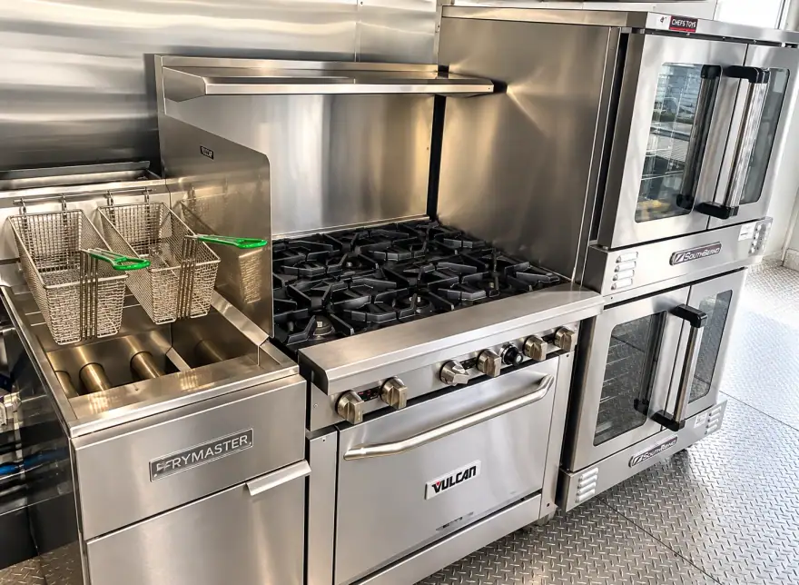 40ft Bulk Kitchen mobile commercial kitchen trailer: commercial kitchen trailer deep fryer gas range double ovens