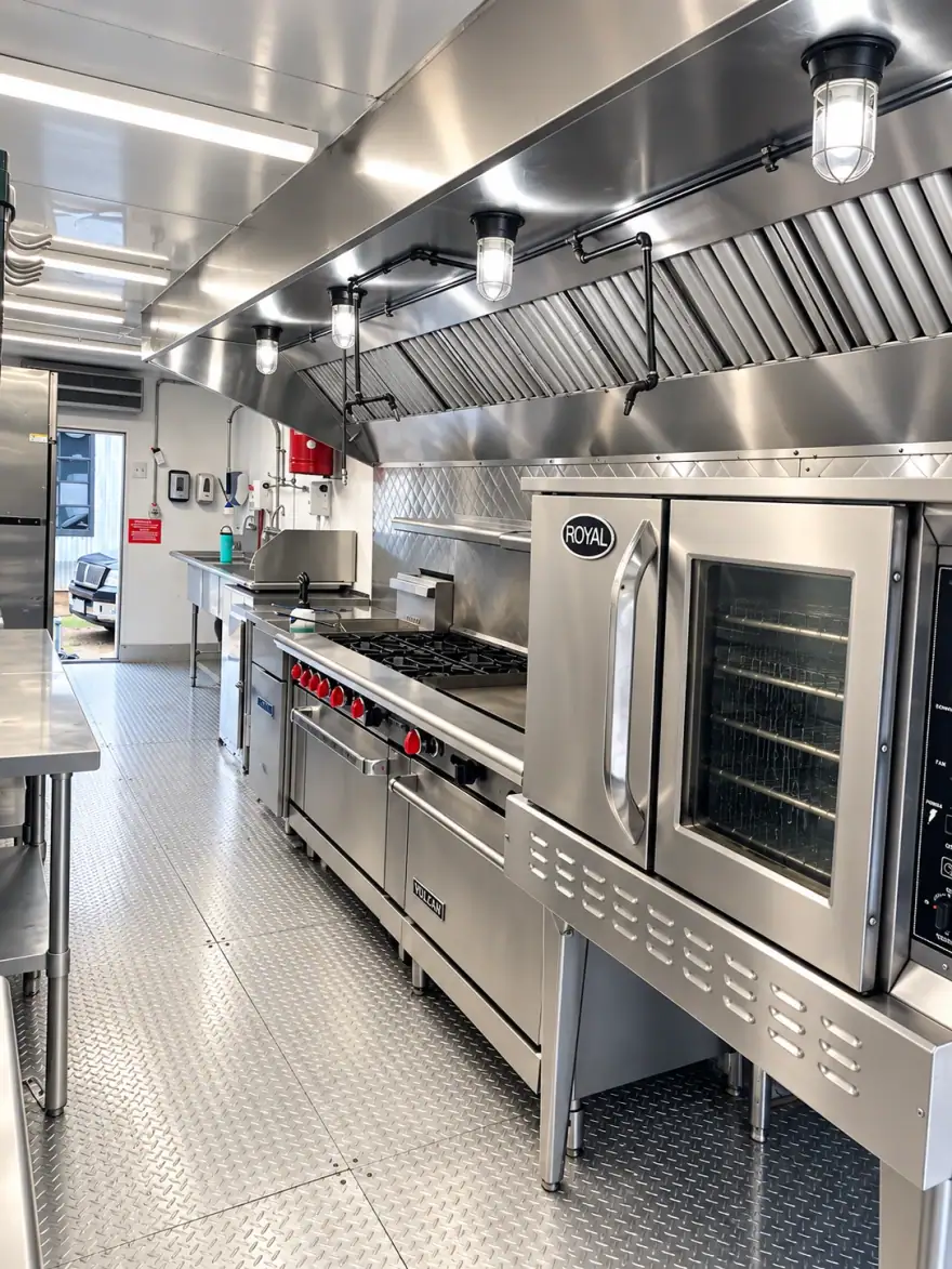 28ft Mobile Kitchen mobile commercial kitchen trailer: commercial kitchen trailer range oven hood