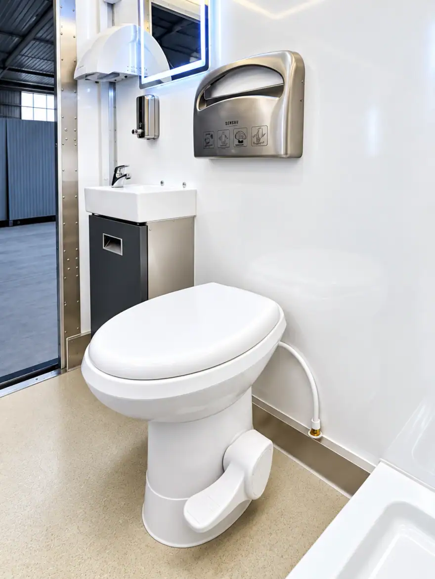 Restroom Trailer portable restroom trailer: commercial mobile restroom trailer interior