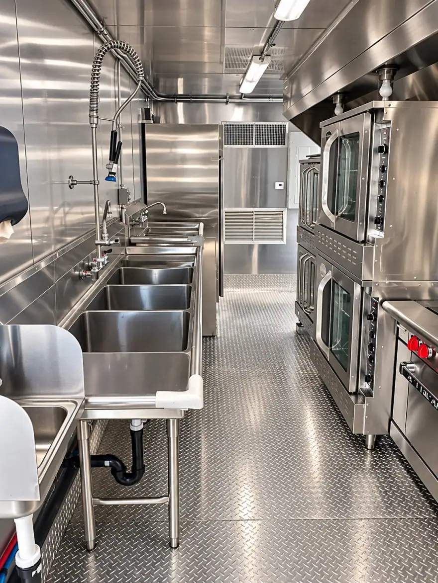 40ft Bulk Kitchen mobile commercial kitchen trailer: mobile commercial kitchen trailer wash sinks convection ovens