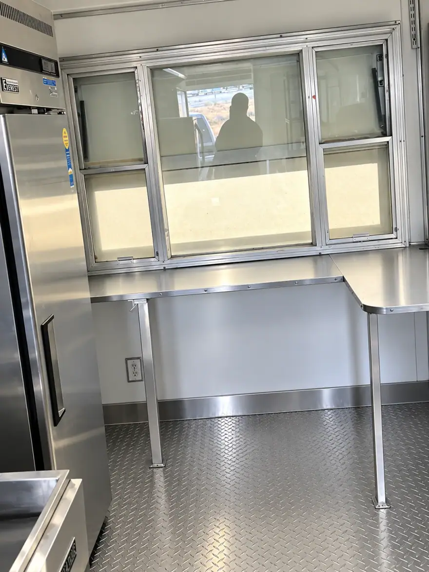 Emergency mobile kitchen prep counter ready for service
