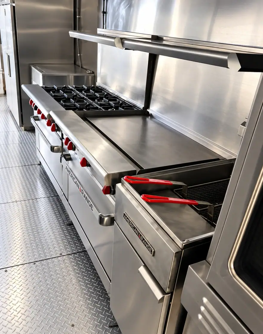 38ft Mobile Kitchen mobile commercial kitchen trailer: mobile kitchen trailer range griddle fryer
