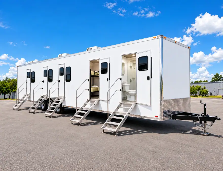 Office, Sleeper and Shower & Restroom Trailer remote workforce housing trailer: mobile office sleeper shower restroom trailer