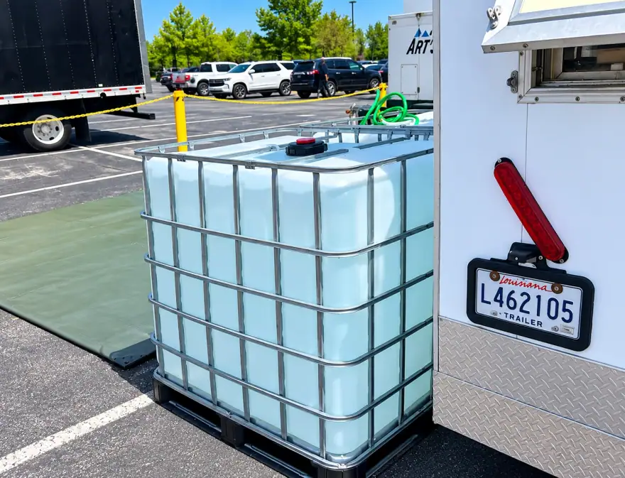 Water Tank Trailer remote workforce housing trailer: mobile water storage tank trailer setup