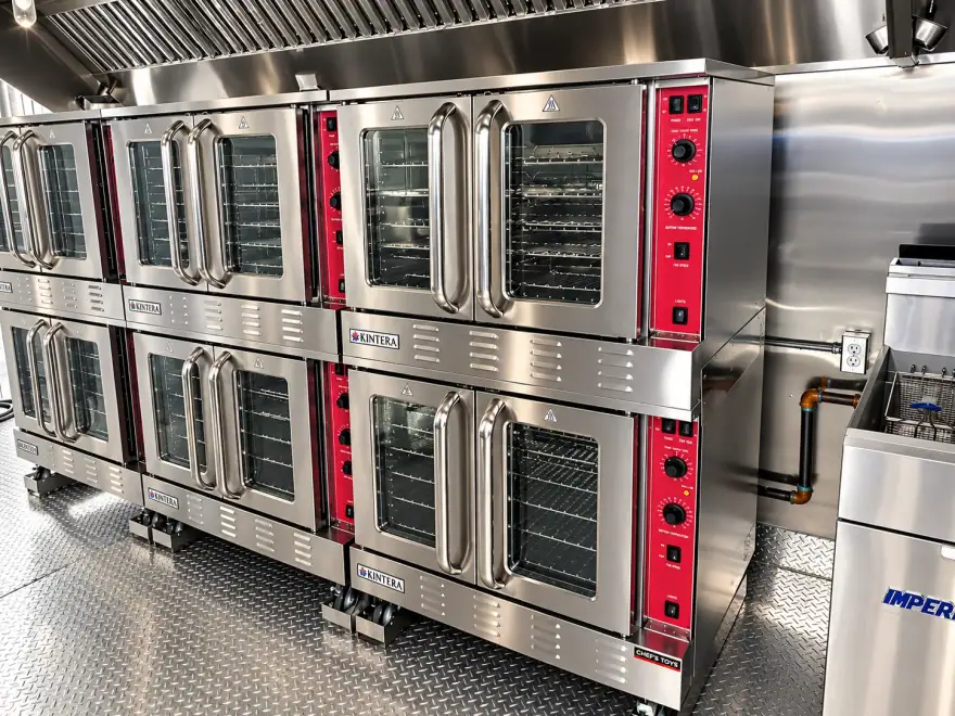 40ft Bulk Combo Kitchen mobile commercial kitchen trailer: portable kitchen trailer stacked commercial convection ovens